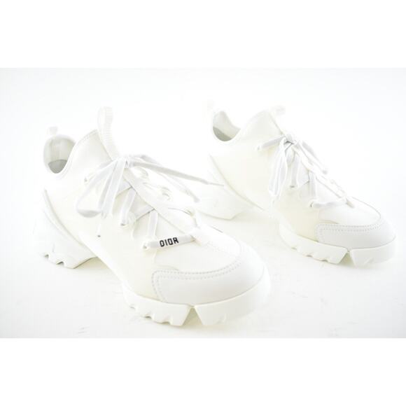 Dior D-Connect White Neoprene Logo Lace Up Flat Platform Trainer Sneaker 38.5 - Picture 4 of 12